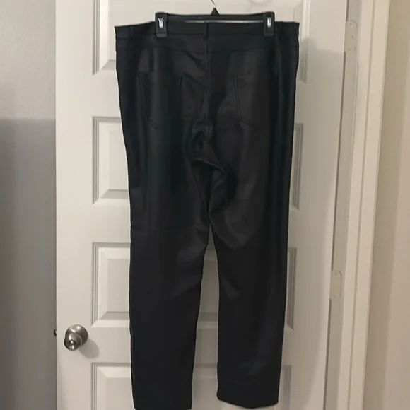 MARELLA Black pants high rise wide trousers vegan leather SZ XXL High Sheen soft